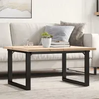 Prolenta Maison Exclusive - Conferentietafel met O-vormig frame, 80x80x45,5 cm, gemaakt van grenenhout en staal