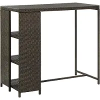 Syfax Bartafel met opbergrek 120x60x110 cm poly rattan bruin
