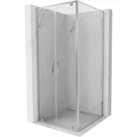 Mexen Exo scharnierbare douchecabine 100 x 100 cm, transparant, chroom - 8182-100-100-01-00