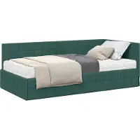 Syfax Hoekbedframe met Matras 2 st Donkergroen 90 x 200 cm Fluweel