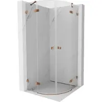 Mexen Lunar halfronde scharnierende douchecabine 70 x 70 cm, transparant, roségoud - 833-070L-070P-60-00