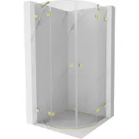 Mexen Lunar halfronde scharnier douchecabine 100 x 100 cm, transparant, geborsteld goud - 833-100L-100P-55-00