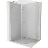 Mexen Lunar L vijfhoekige douchecabine, rechts scharnierend 80 x 90 , transparant, goud - 831L-080P-090L-50-00-P
