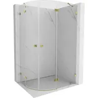 Mexen Lunar halfronde douchecabine scharnierend rechts 100 x 90 cm, transparant, goud - 833-100P-090L-50-00