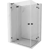 Mexen Lunar L Duo douchecabine scharnierend links 110 x 105 cm, transparant, zwart - 834L-110L-105P-70-00