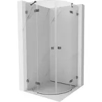 Mexen Lunar halfronde douchecabine met scharnierende deur 90 x 90 cm, transparant, geborsteld gun grijs - 833-090L-090P-66-00