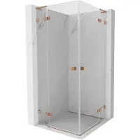 Mexen Lunar L Duo scharnierende douchecabine 85 x 85 cm, transparant, geborsteld koper - 834L-085L-085P-65-00