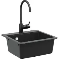 vidaXL Wasbak Zwart 470 x 440 mm Graniet