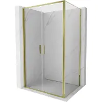 Mexen Exo scharnierende douchecabine 80 x 70 cm, transparant, goud - 814-080-070-50-00