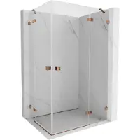 Mexen Lunar Duo opklapbare rechter douchecabine 110 x 100 cm, transparant, roze goud - 834-110P-100L-60-00