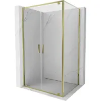 Mexen Exo draaibare douchecabine 100 x 75 cm, transparant, goud - 8182-100-075-50-00
