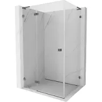 Mexen Lunar L scharnierende douchecabine links 85 x 80 , transparant, geborsteld grijs - 834L-085-080-66-00-L