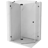Mexen Lunar vijfhoekige scharnierende douchecabine links 100 x 80 cm, transparant, zwart - 831-100L-080P-70-00-L