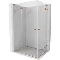 Mexen Lunar L Duo draaideur douchecabine links 75 x 70 cm, transparant, geborsteld koper - 834L-075L-070P-65-00