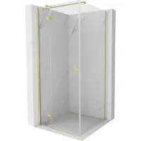 Mexen Mist-H T douchecabine met draaideur links 90 x 90 , transparant, goud geborsteld - 8A5T-090-090-55-00-L