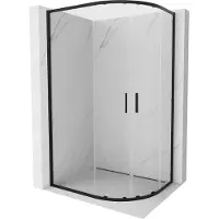 Mexen Exo kwartronde asymmetrische schuifdouchecabine 100 x 90 cm, transparant, zwart - 8132-100-090-70-00