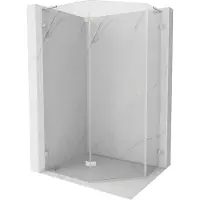 Mexen Lunar L vijfhoekige linksdraaiende douchecabine 90 x 80 , transparant, geborsteld nikkel - 831L-090L-080P-97-00-L