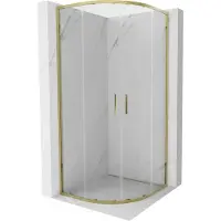 Mexen Exo douchecabine halfrond met schuifdeuren 100 x 100 cm, transparant, goud - 8132-100-100-50-00