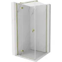 Mexen Mist-H T douchecabine draaiend links 80 x 80 , transparant, goud - 8A5T-080-080-50-00-L
