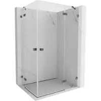 Mexen Lunar Duo douchecabine draaibaar rechts 110 x 95 cm, transparant, geborsteld grijs - 834-110P-095L-66-00
