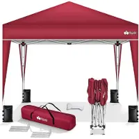 Tillvex Pop-Up vouwpaviljoen 3x3m waterdicht | hoogte verstelbaar | UV-bescherming 50+ | partytent met tas (rood)
