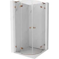 Mexen Lunar L halfronde douchecabine zwenkbaar 90 x 90 , transparant, rosé goud - 833L-090L-090P-60-00