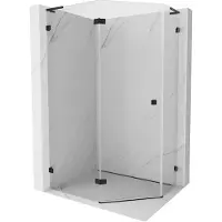 Mexen Lunar L vijhoekige douchecabine scharnierend links 90 x 80 , transparant, zwart - 831L-090L-080P-70-00-L