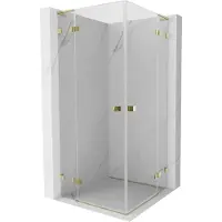 Mexen Lunar L Duo draaibare douchecabine 80 x 80 cm, transparant, goud - 834L-080L-080P-50-00