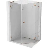Mexen Lunar L vijfhoekige douchcabine rechts scharnierend 80 x 100 , transparant, roze goud - 831L-080P-100L-60-00-P