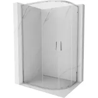 Mexen Exo halfronde asymmetrische schuifdouchecabine 120 x 90 cm, transparant, chroom - 8132-120-090-01-00