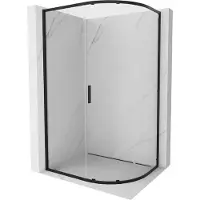 Mexen Exo asymmetrische halfronde douchecabine, schuifbaar 100 x 80 cm, transparant, zwart - 8131-100-080-70-00