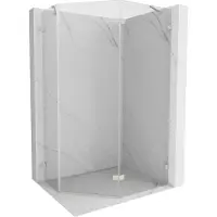 Mexen Lunar vijfhoekige douchecabine rechts scharnierend 90 x 80 cm, transparant, geborsteld nikkel - 831-090P-080L-97-00-P