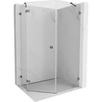 Mexen Lunar vijfhoekige douchecabine links 80 x 90 cm, transparant, geborsteld geweergrijs - 831-080L-090P-66-00-L