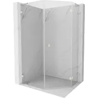 Mexen Lunar L vijfhoekige douchecabine openend rechts 80 x 90 , transparant, geborsteld nikkel - 831L-080P-090L-97-00-P
