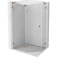 Mexen Lunar L vijfhoekige douchecabine scharnierend links 100 x 80 , transparant, roze goud - 831L-100L-080P-60-00-L