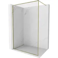 Mexen Kioto-XF douchemuur Walk-in met frame 110 x 202 , transparant 10 mm, goud - 800-110-104-50-00-X