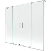Mexen Velar L Duo badwand 2-delig schuifbaar 200 x 150 , transparant, geborsteld nikkel - 896-200-003-02-97