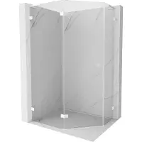 Mexen Lunar L vijfhoekige douchecabine draaiend naar links 90 x 80 , transparant, wit - 831L-090L-080P-20-00-L