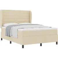 vidaXL Boxspring bed met matras met hoofdeinde Crème 140 x 190 cm Stof