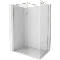 Mexen Kioto-F inloopdouchewand met frame 140 x 95 , transparant 8 mm, geborsteld nikkel - 800-140-202-04-97-095