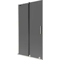 Mexen Velar L badwand scherm 2-delige verschuifbaar 100 x 150 , grafiet, geborsteld nikkel - 896-100-003-41-97