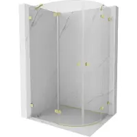 Mexen Lunar halfronde douchecabine zwenkbaar links 100 x 80 cm, transparant, goud geborsteld - 833-100L-080P-55-00