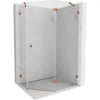 Mexen Lunar vijfhoekige douchecabine rechtszijdig scharnierend 90 x 80 cm, transparant, roze goud - 831-090P-080L-60-00-P