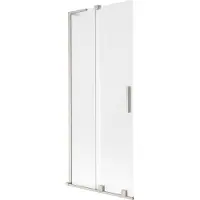 Mexen Velar L badwand 2-delig verschuifbaar 85 x 150 cm, matglas, geborsteld nikkel - 896-085-003-31-97