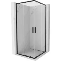 Mexen Exo vierkante schuifdouchecabine 100 x 100 cm, transparant, zwart - 8111-100-100-70-00