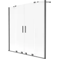 Mexen Velar Duo badwand scherm 2-delige schuifdeur 150 x 150 , mat, geborsteld grijs - 896-150-000-32-66