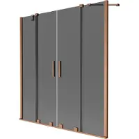 Mexen Velar Duo badwand tweevleugelige schuifwand 150 x 150 , grafiet, geborsteld koper - 896-150-000-42-65