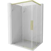 Mexen Rox Duo schuifdouchecabine 120 x 75 cm, transparant, geborsteld goud - 8C2D-120-075-55-00