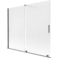 Mexen Velar badwand 2-delig schuifbaar 180 x 150 cm, ijsbloem, gun metal - 896-180-000-31-95
