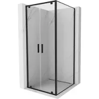 Mexen Exo douchecabine met klapdeur 90 x 90 cm, transparant, zwart - 8182-090-090-70-00